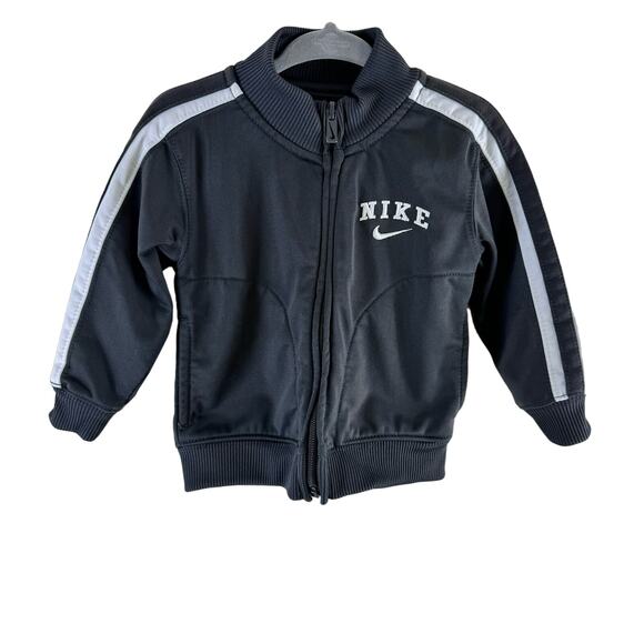 Nike Gray White Full Zip Lightweight Sweatshirt Pockets Logo Size 12 Months - Picture 1 of 8